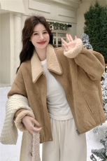 新款双面穿皮毛一体外套2D035-25141P195K288，女装短外套，2D035