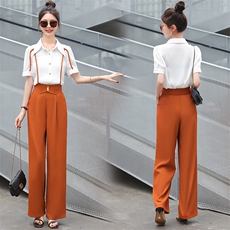 阔腿裤拼接套装2023年夏装新款百搭时尚大方个性气质显瘦两件套，女装套装/套裙，米雪儿