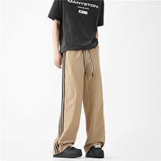 抖音品质夏季新款透气冰丝条纹宽松休闲裤B315-K24153-特p35控68，男装休闲裤，电商B315