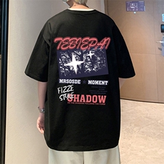 T733P26夏季新品港风高街美式短袖T恤宽松ins重磅纯棉体恤，男装T恤，星座304A