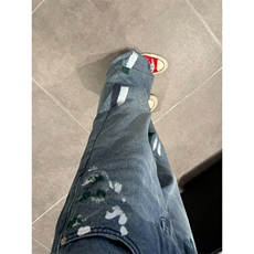 【网图】复古蓝泼墨破洞牛仔裤男女夏季美式vibe裤子KNZ01WW-P48，男装牛仔裤，星座1007（原301D）