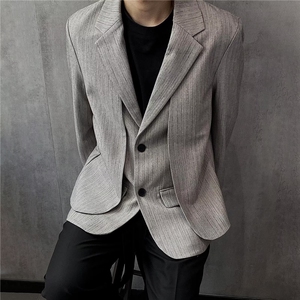 春秋千鸟格西装男外套新款男士休闲单件格子修身西服高级单西男装图片