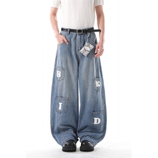 903-AK073-特P55【S-3XL】字母工装弯刀牛仔裤2，男装牛仔裤，星座903