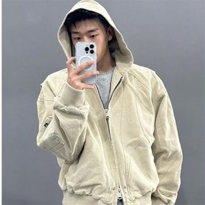 美式座山雕连帽夹克棉服男女冬季加绒加厚短款工装外套图片