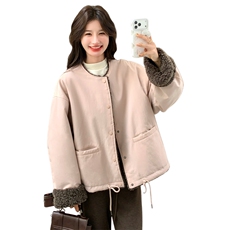 粉色加绒加厚工装棉服外套女冬季2025新款流行短款派克服小棉衣，女装派克服，2C159