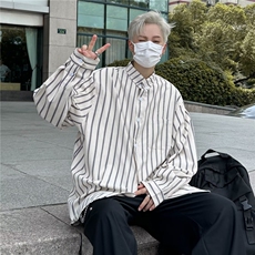 条纹衬衫男夏季薄款2024新款高级感潮牌长袖衬衣日系BC03-P32，男装衬衫，星座1109-3