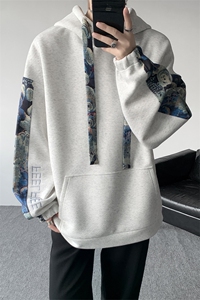 WY10197特P42 春季新款小熊拼接高质量连帽大码卫衣上衣男图片