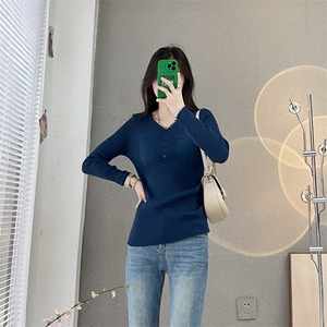 长袖套头纯色2024年秋季V领简约百搭针织衫,女装针织衫/毛衣,鹏源羊绒