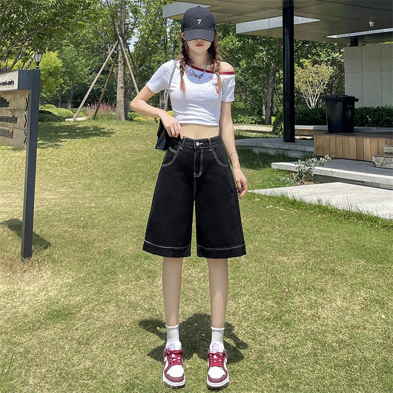 AK2295-P50辣妹夏季2026年新款薄款宽松高腰直筒五分裤,女装休闲裤,星座617A-2