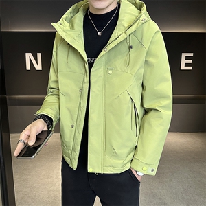 秋冬新款二棉加棉夹克连帽冲风衣男士外套棉服7M21-P120图片