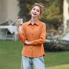 衬衫女纯色绣花简约时尚百搭，女装衬衫，芙芮