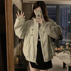 2024新款港风美式ins潮流宽松百搭连帽风衣夹克外套女JK1260-P85，男装夹克，星座313A(原308A-2)