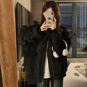 美式街头拉链棒球服外套女2025春秋设计感夹克oversize C791-P90图片
