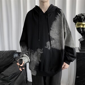 ins做旧扎染印花连帽卫衣男女秋冬港风潮帽衫宽松外套  W1933-P30图片