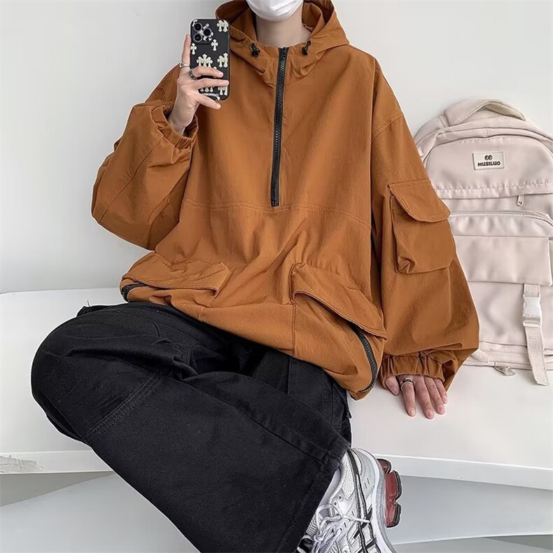 日系机能风工装夹克春秋季连帽冲锋衣ins宽松卫衣外套男WY899-P48,男装夹克,星座1008-1