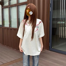 万针全刺绣工艺抖音得物高品质260克重磅纯棉双纱美式高街短袖T恤，男装T恤，电商A486-1