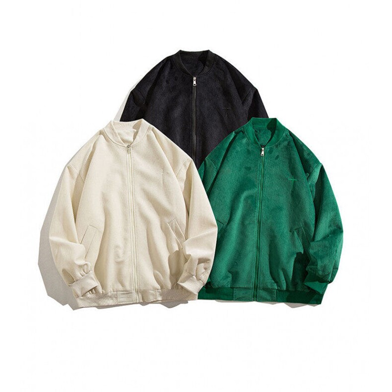 现货25春刺绣工艺棒球服平铺白底高街美式中性夹克女外套W326TP55图片