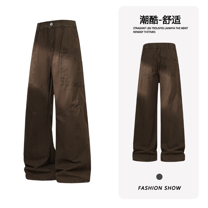 B221 美式ins高街斜切宽松直筒洗褪工装牛仔裤 LK25610-特P48控88图片 B221 美式ins高街斜切宽松直筒洗褪工装牛仔裤 LK25610-特P48控88图片
