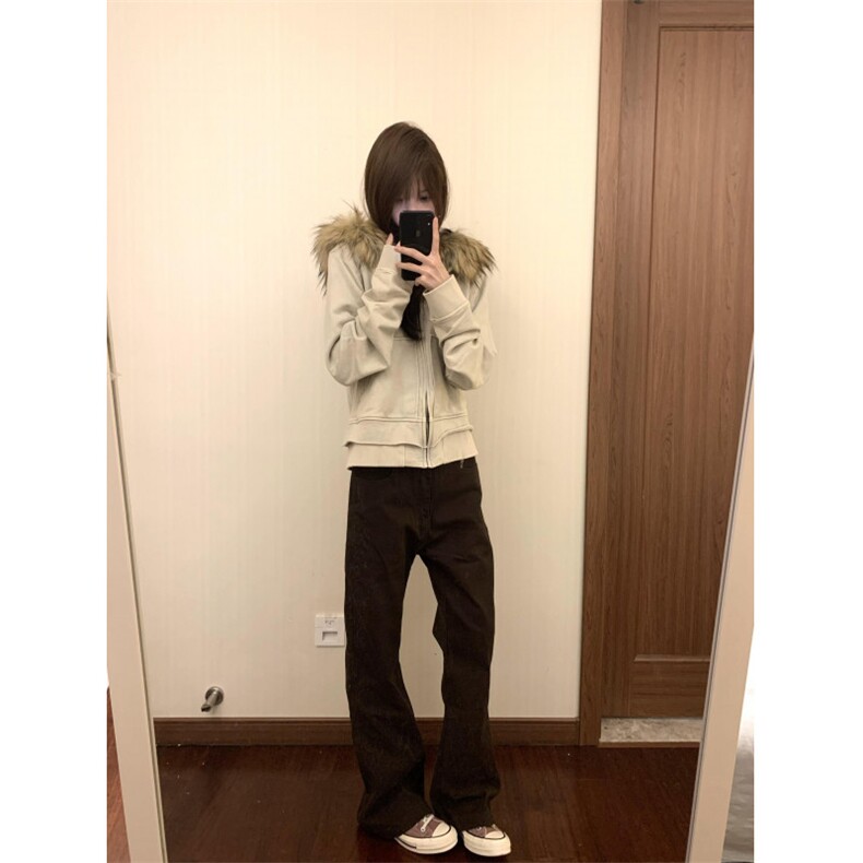 【有货】3335LL-特P85可拆卸毛领连帽开衫卫衣修身短款外套,男装卫衣,星座1007（原301D）