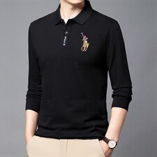 2023年新款男士长袖T恤POLO衫P45，男装Polo衫，电商D223-1