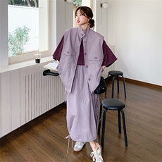 春款休闲工装马甲三件套2D151-2517-P225-K308，女装套装/套裙，2D151