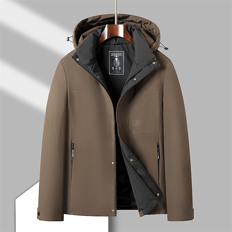 男短款羽绒服冬季保暖爸爸中老年冬装连帽可拆卸外套HO23116-P220图片