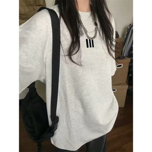高街潮牌夏季短袖白色t恤女宽松慵懒风设计感小众上衣 DT20187图片