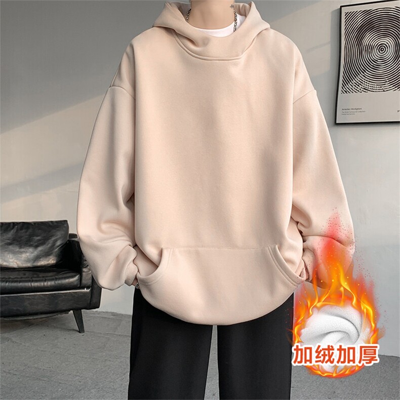 8XL-M连帽卫衣硬挺连帽卫衣男美式复古重磅帽衫加绒外套WY9105P68,男装卫衣,电商B238