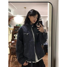 W9202-P78网图现货春季新款纯色宽松美式复古夹克百搭外套上衣，男装夹克，星座1608-2