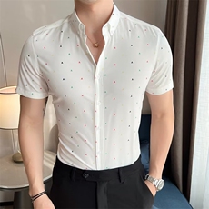 冰丝短袖衬衫高质量弹力休闲直播抖音商场D011310B-1P45，男装T恤，星座310B-1