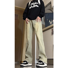 美式高街渐变水洗牛仔裤男款微喇拼接潮牌裤子复古KZ014P63加绒73，男装牛仔裤，电商B312