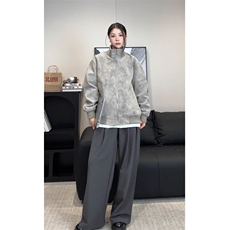 潮牌复古扎染PU皮夹克男外套痞帅立领工装棒球服25XJ55259特批75，男装夹克，电商A042