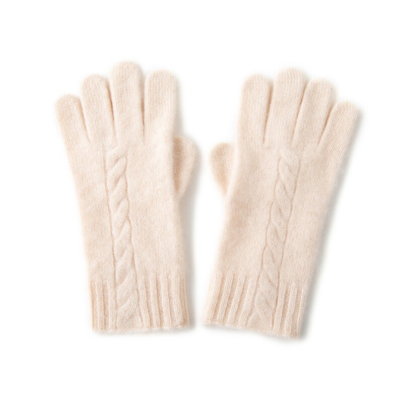 2025年秋季新款百搭男女通用麻花双股加厚保暖分指手套，手套，轩妮羊绒