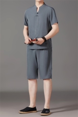 夏季风唐装短袖衬衫男中老年透气中式三件套装MJ5107C-P115，男装衬衫，星座1105-3