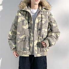 座山雕毛领派克棉服男冬季工装棉衣情侣外套M060-P110迷彩P115，男装棉衣，星座308B-2