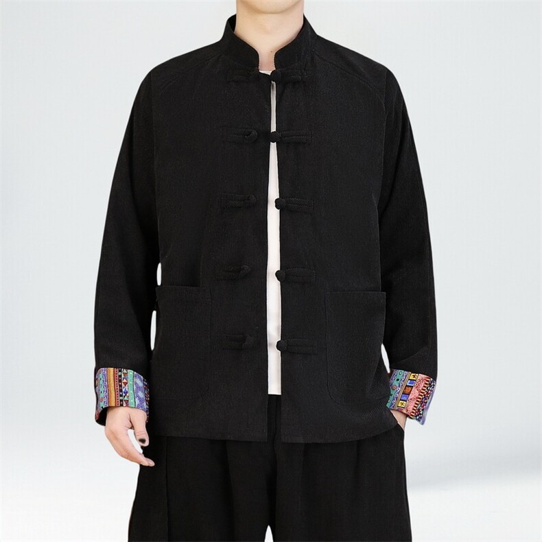 男士外套灯芯绒夹克盘扣立领唐装风XZ1512-2502单夹克-P80,男装夹克,星座1512