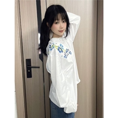 潮美式重工刺绣花卉长袖卫衣女春秋薄款街头设计感情侣潮牌上衣，男装卫衣，星座1210-1