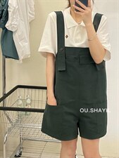 水洗背带短裤，其它，晶晶