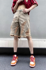 美式高街宽松流苏牛仔五分裤潮流休闲短裤A161-S2329-P46，男装牛仔裤，电商A161
