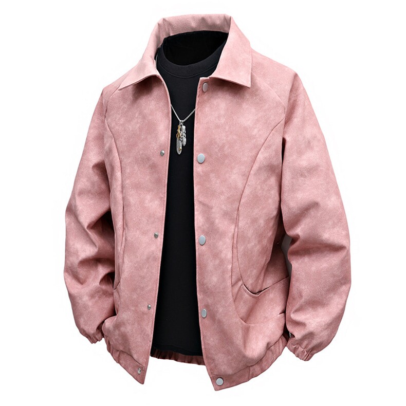 特批2025新款3D平铺美式宽松翻领PU皮夹克JK2502P75，男装夹克，电商A247B