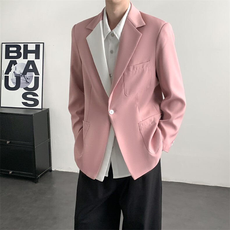 2026春装晚会年会舞台装男演出服西装粉色套装歌手夜店歌手外套,男装西服套装,星座909