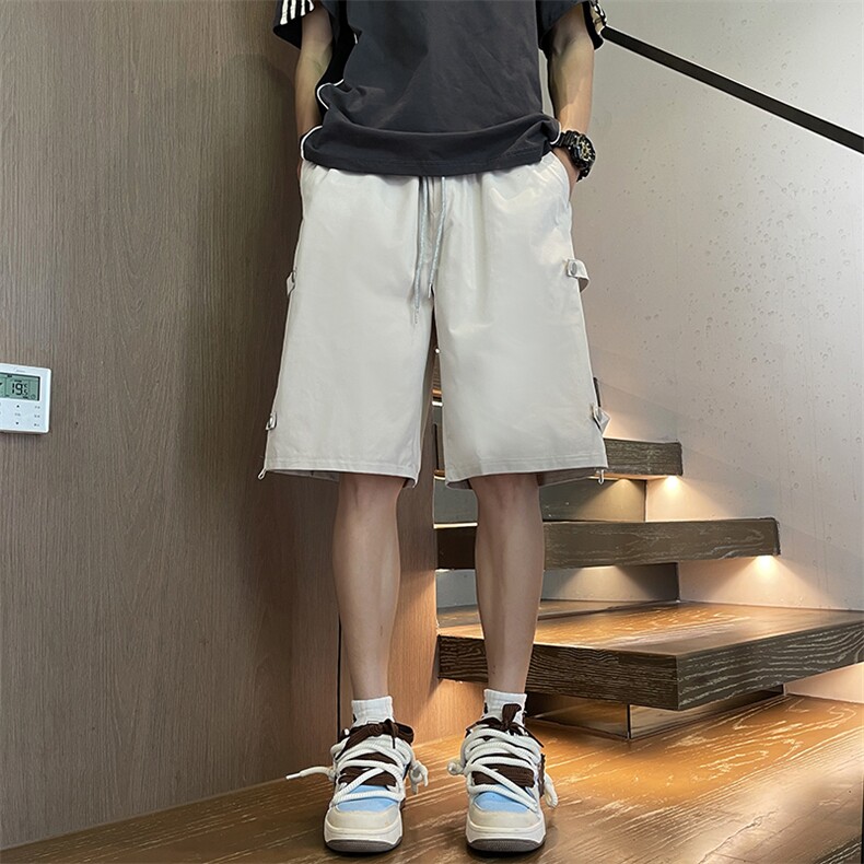 五分裤男士韩版潮流侧边拉链排扣宽松2024夏季休闲短裤K5532-P36,男装牛仔裤,星座412-2