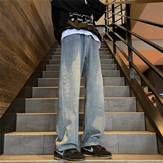 春季新款仔裤男高级设计感阔腿宽松拖地长裤N16-P40，男装牛仔裤，星座308B-2