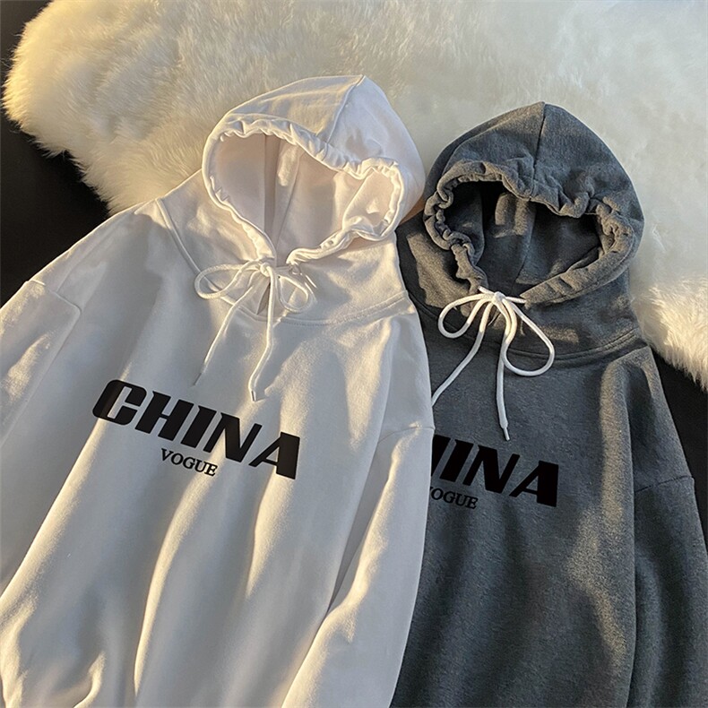 WY2001-P35 加绒款-P40 纯棉连帽卫衣男大码运动帽衫宽松薄外套男图片