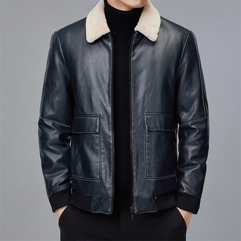 冬季男士休闲皮羽绒服中年男装羊毛翻领外套爸爸装MYYLF862-P240,男装羽绒服,电商B212（原钱塘6029）