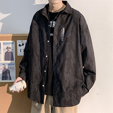 2025春款高级暗纹印花大码潮牌男休闲宽松衬衫外套C3511-P40，男装衬衫，电商A001-1