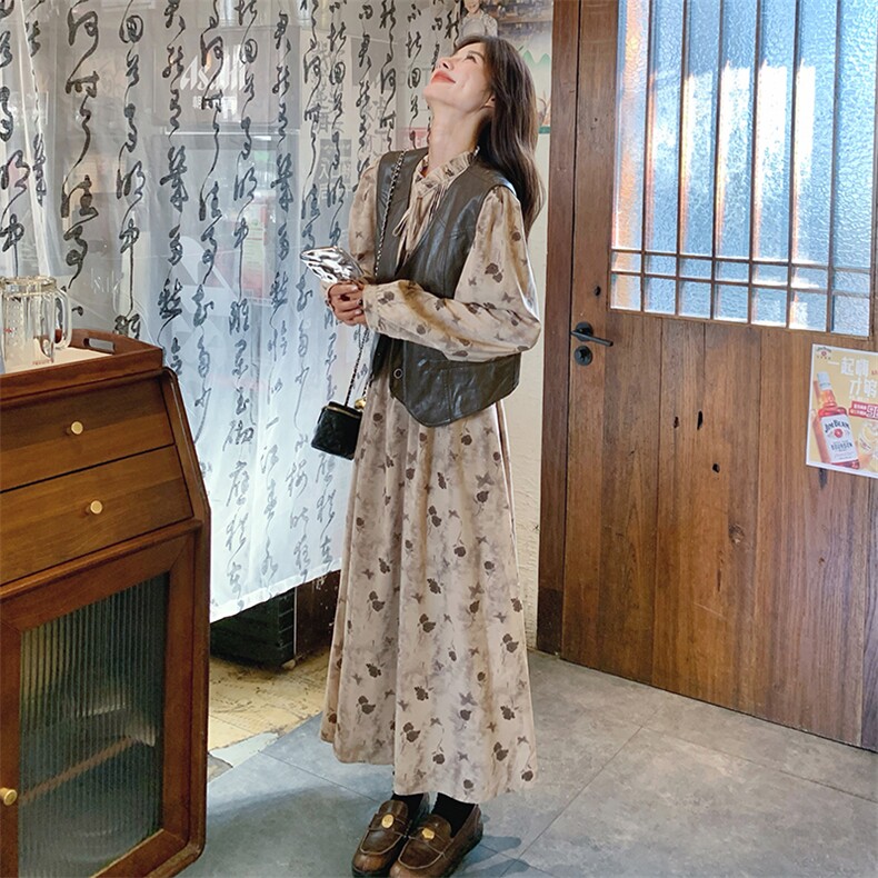 26春装现货马甲碎花连衣裙两件套2C032182P165K228,女装连衣裙,2C032