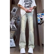 拼接微喇叭牛仔裤男女款春秋季显瘦裤子直筒修身弯刀裤子NA213，男装牛仔裤，星座1116A（原606A-3）