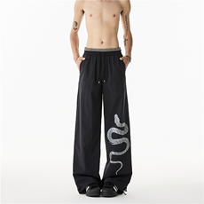 抖音品质夏季新款蛇印花速干宽松休闲裤B315-K25519-特p35控68，男装休闲裤，电商B315