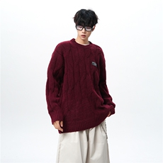 8XL-M圆领毛衣男秋冬慵懒风宽松情侣装麻花针织羊毛衫MY19004P68，男装针织衫/毛衣，电商B312